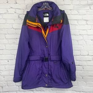 Vintage The North Face Retro Colorblock Hooded Parka With Belt Sz 12